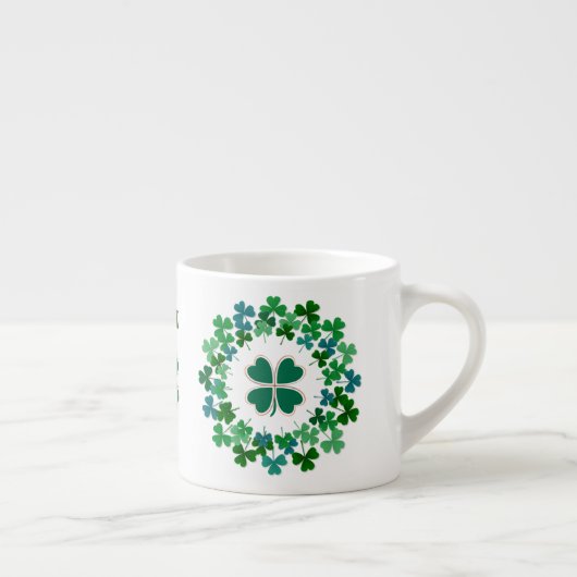 Tasse Expresso Nom personnalisé Cercle Shamrock irlandais (Droite)