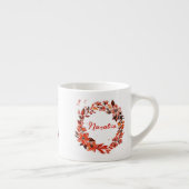 Tasse Expresso Nom personnalisé de la couronne florale orange (Droite)