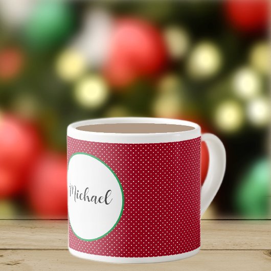 Tasse Expresso Nom sur les points suisses rouges et blancs 6oz
