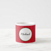 Tasse Expresso Nom sur points suisses rouges et blancs 6oz (Devant)