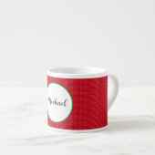 Tasse Expresso Nom sur points suisses rouges et blancs 6oz (Devant droit)