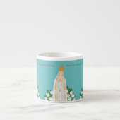 Tasse Expresso Notre-Dame de Fatima et roses blanches (Devant)