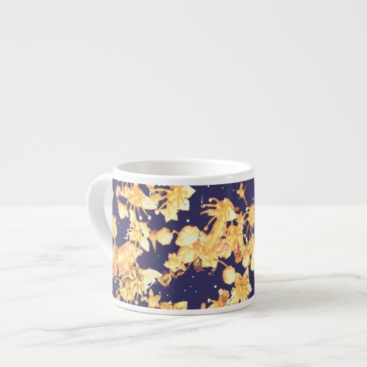 Tasse Expresso nuit hydrangée et or (Devant gauche)