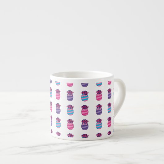 Tasse Expresso Oeufs de Pâques aux fleurs et au ruban (Devant droit)