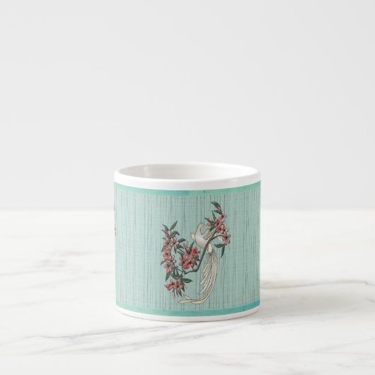 Tasse Expresso Oiseau blanc - Fleurs de cerisiers (Mug en céramiq (Devant)