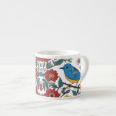 Tasse Expresso Oiseau bleu et art folklorique Fleur sauvage (Devant droit)