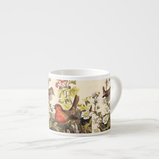 Tasse Expresso Oiseaux de printemps Robin Oiseaux rouges (Devant droit)