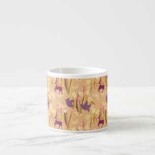 Tasse Expresso Oiseaux et licornes dans une prairie printanière