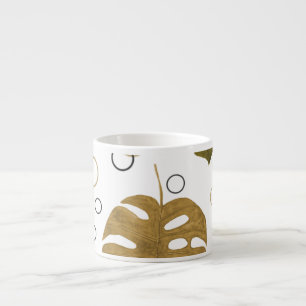 Tasse Expresso Or tropical : aquarelle de feuille de monstère