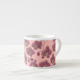 Tasse Expresso Orchidées phalaenopsis aquarelle sans couture fleu