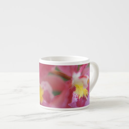 Tasse Expresso Orchidées rose et jaune (Devant droit)