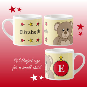 Tasse Expresso Ours en peluche mignon jaune rouge avec étoiles en