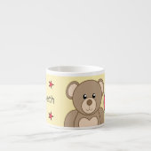 Tasse Expresso Ours en peluche mignon jaune rouge avec étoiles en (Devant)