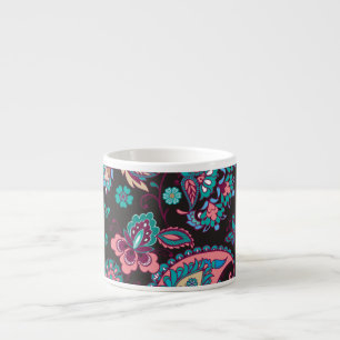 Tasse Expresso Paisley Stripe : Noir Décoratif Sans Seamless