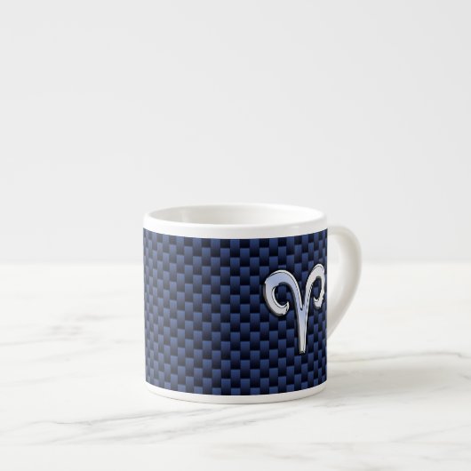 Tasse Expresso Panneau Zodiac Silver Aries Bleu Carbone Fibres Im (Devant droit)