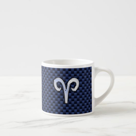 Tasse Expresso Panneau Zodiac Silver Aries Bleu Carbone Fibres Im (Droite)