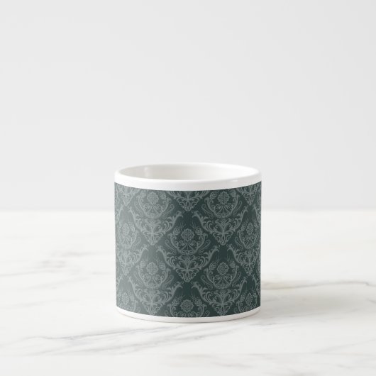 Tasse Expresso Papier peint floral vert de luxe de damassé (Devant)
