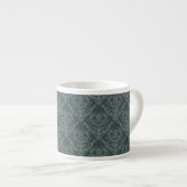 Tasse Expresso Papier peint floral vert de luxe de damassé (Devant droit)