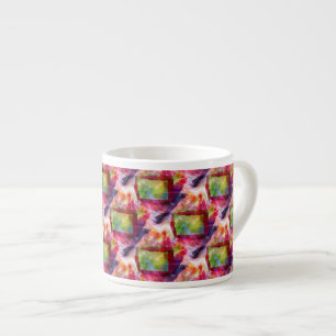 Tasse Expresso Papier peint vert et rouge abstrait