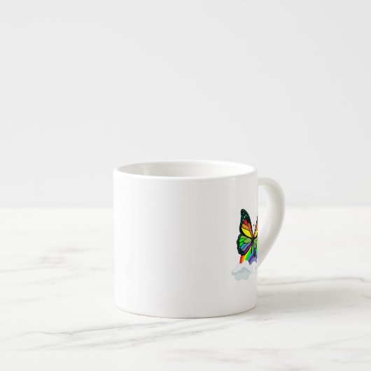 Tasse Expresso Papillon avec arc-en-ciel (Devant droit)