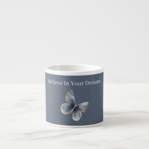 Tasse Expresso Papillon crème bleu  