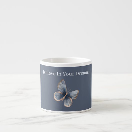 Tasse Expresso Papillon crème bleu (Devant)