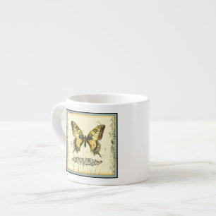 Tasse Expresso Papillon décoratif avec des fleurs sauvages