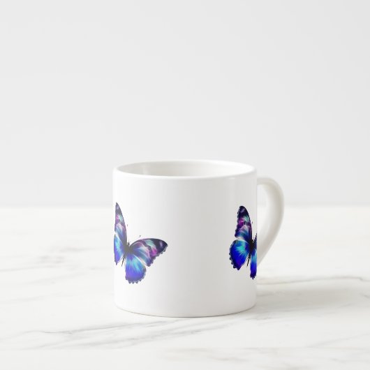 Tasse Expresso Papillon peint en violet (Devant droit)