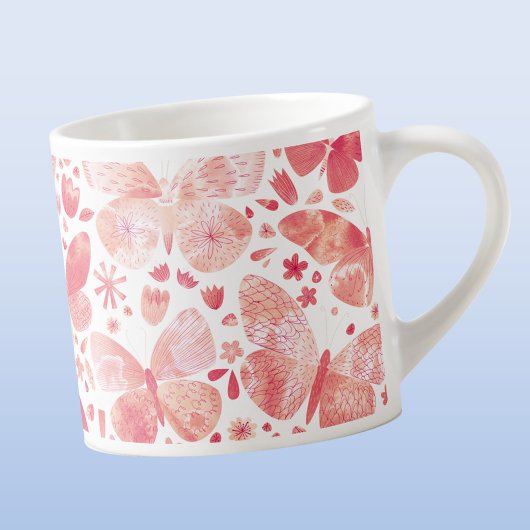 Tasse Expresso Papillons Aquarelle Corail Keepsaké rose