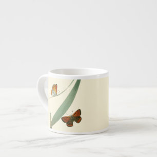 Tasse Expresso Papillons colorés flottant autour d'une feuille