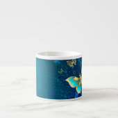 Tasse Expresso Papillons dorés sur fond bleu (Devant)
