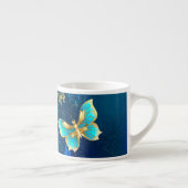 Tasse Expresso Papillons dorés sur fond bleu (Droite)