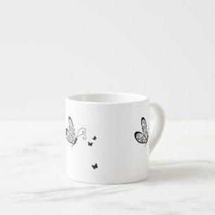 Tasse Expresso Papillons en dentelle noire 1