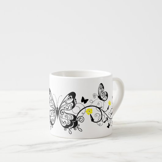 Tasse Expresso Papillons en dentelle noire 10 (Devant droit)