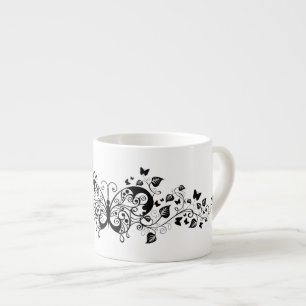 Tasse Expresso Papillons en dentelle noire 9