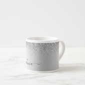 Tasse Expresso Parties scintillant Monogramme Argent Sparkle Girl (Devant droit)
