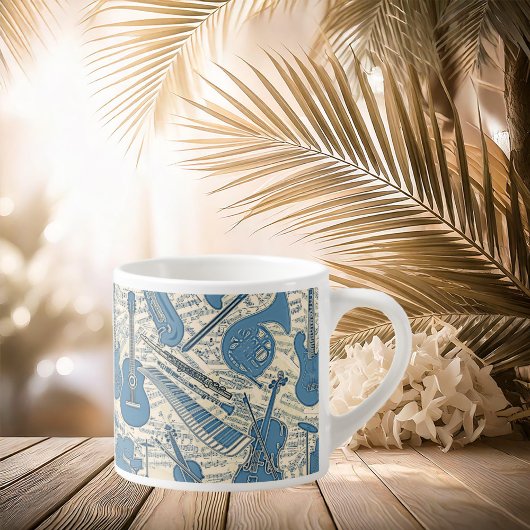 Tasse Expresso Partition Musique et instruments Blue/Ivory ID481