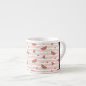 Tasse Expresso Pastèques Rouges, Coeurs, Bandes, Votre Nom (Devant droit)