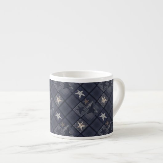 Tasse Expresso Patchwork bleu (Devant droit)
