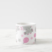 Tasse Expresso Pattern of Elephants, Cute Elephants - Pink Gray (Devant)