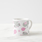 Tasse Expresso Pattern of Elephants, Cute Elephants - Pink Gray (Devant droit)