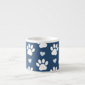Tasse Expresso Pattern of paws, Dog paws, White paws, Blue Hearts (Devant)
