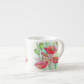 Tasse Expresso Pavots peints d'aquarelle (Devant droit)