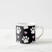 Tasse Expresso Paw Motif, Chien Paws, White Paws, Lilac Hearts (Droite)