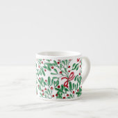 Tasse Expresso Pays Rustique Mistletoe Aquarelle Peinte à la main (Devant droit)