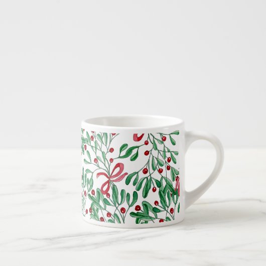 Tasse Expresso Pays Rustique Mistletoe Aquarelle Peinte à la main (Droite)