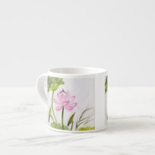 Tasse Expresso Peinture d'aquarelle de la fleur de Lotus 2