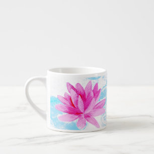 Tasse Expresso Peinture d'aquarelle rose Lotus