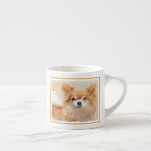 Tasse Expresso Peinture de Chien Chihuahua à Poils Longs Art Orig