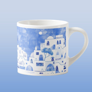 Tasse Expresso Peinture de l'île grecque de Santorin